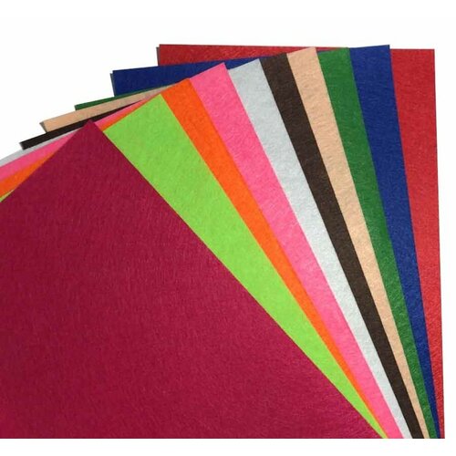 Набор фетра для рукоделия фетр жесткий листовой толщина 1 мм размер 20х30см 10 листов ассорти 300₽