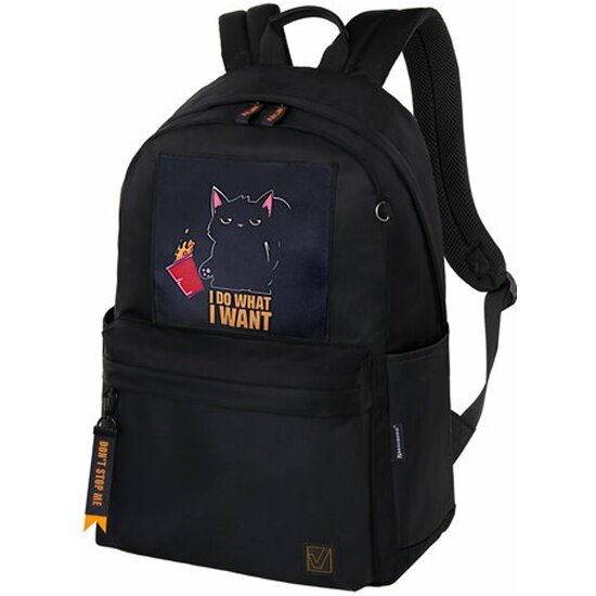 Рюкзак Brauberg 272569 FASHION CITY универсальный, карман-антивор, Cat, черный, 44х31х16 см