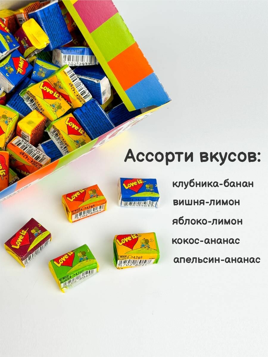 Жевательная резинка "Love is" Микс - в блоке по 100шт. (Турция) — фото 1