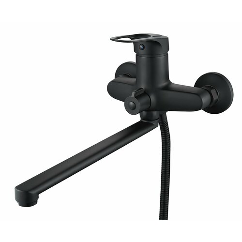 Смеситель для ванны черный матовый, одноручковый, картридж 40 мм, излив 30 см.