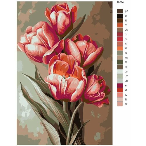 фото Картина по номерам r-214 "цветы, тюльпаны" 40x60 см brushes-paints
