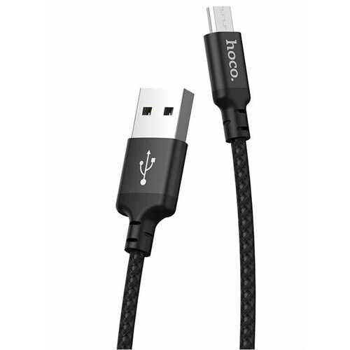 Кабель USB - MicroUSB HOCO X14 24A черный 2 метра в оплетке 720₽