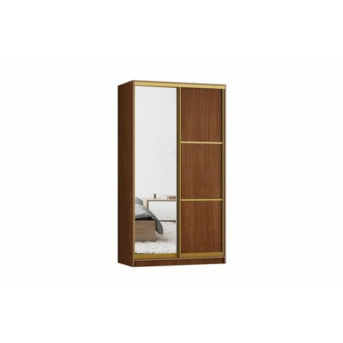 фото Шкаф купе для одежды ронни 2, мф-купе, с зеркалом, 80х45х220, платяной, цвет орех экко, профиль золотой