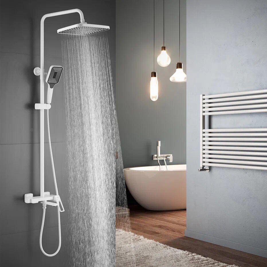 Душевая система для ванны однорычажная Shevanik S6836C, Белый — фото 1