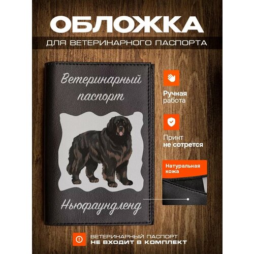 Обложка на ветеринарный паспорт для собак с принтом Ньюфаундленд