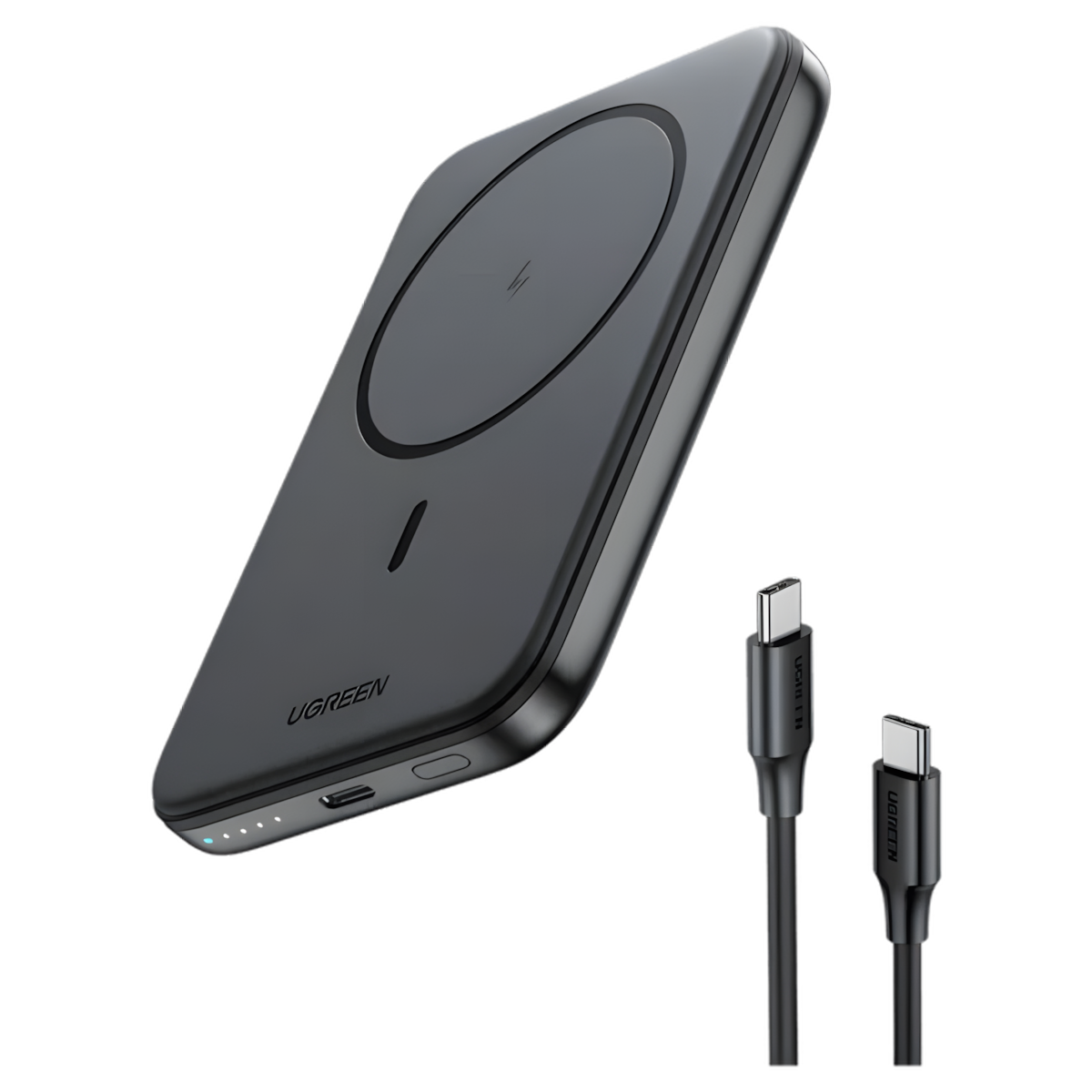 Внешний аккумулятор магнитный UGREEN PB561 10000mAh Magnetic Wireless Power Bank. Цвет: Space grey
