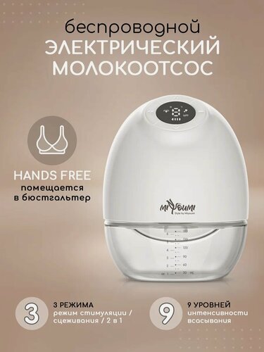 Изображение товара Молокоотсос Miyoumi, электрический, беспроводной, 3 режима, 180 мл