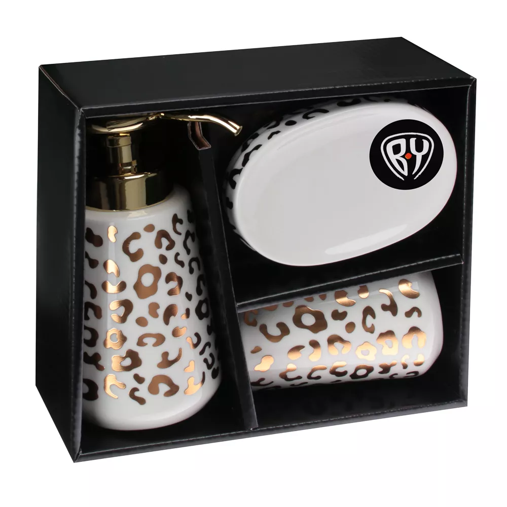 BY Набор для ванной 3 предмета, керамика, "Кошачий глаз", серый — фото 1