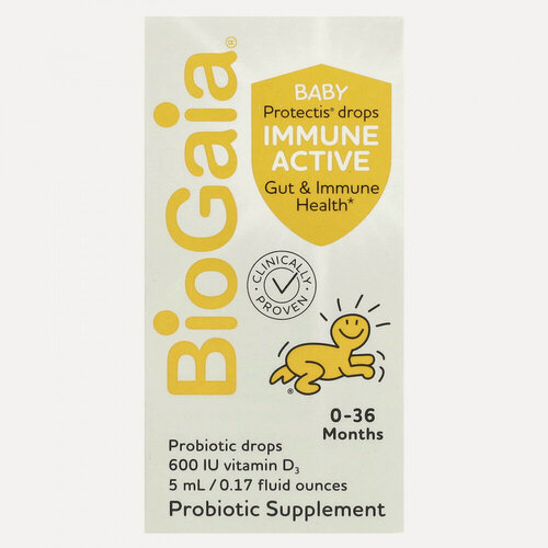 Изображение товара BioGaia, Protectis Baby, иммунно-активные пробиотики в каплях, для детей от 0 до 36 месяцев, 5 мл (0,17 жидк. унц.)