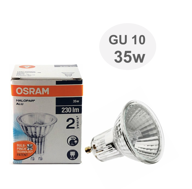 Лампочка Osram 64820 FL Halopar 16 ALU 35w 230v GU10 галогенная, теплый белый свет