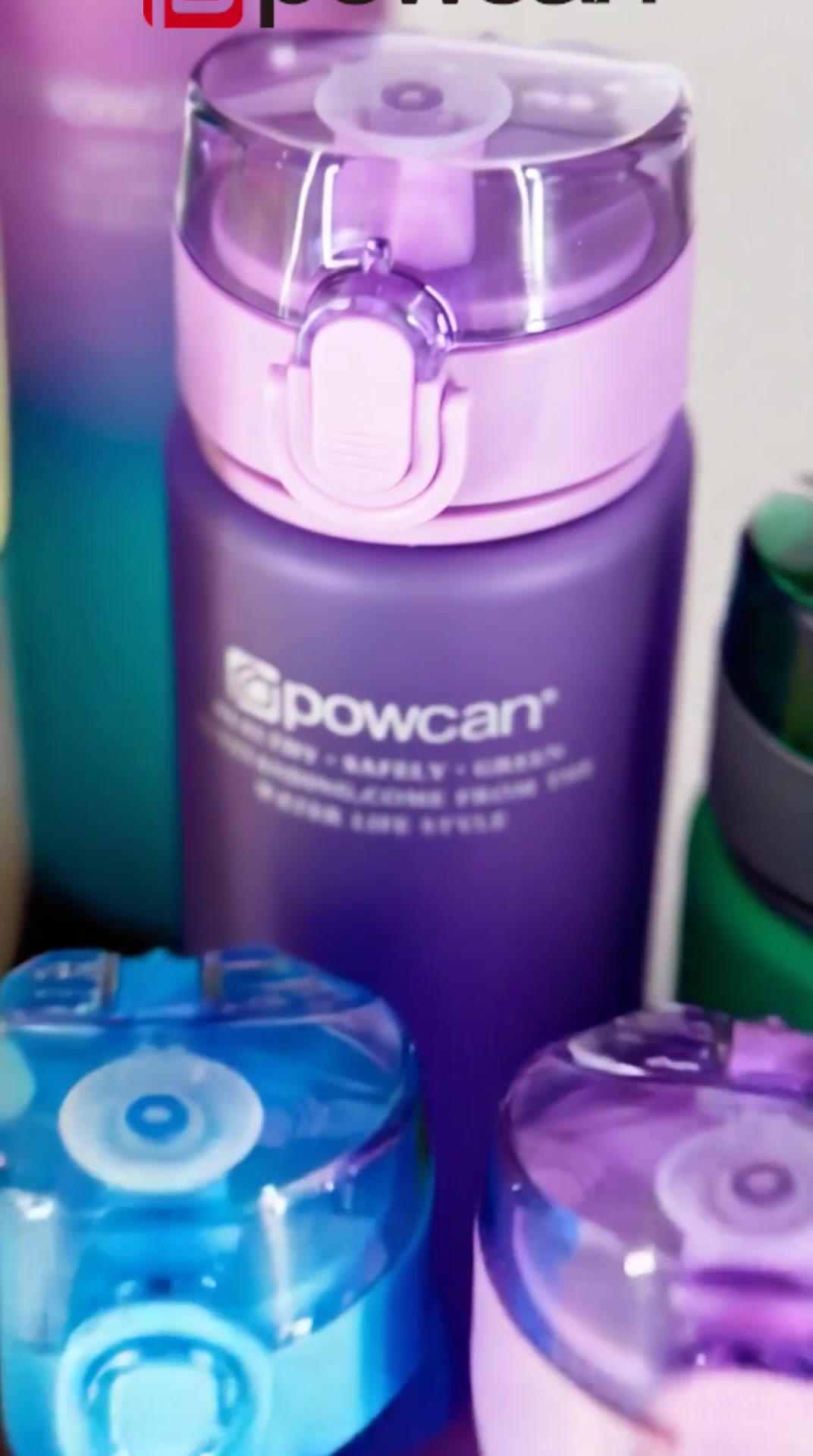 Бутылка для воды детская в школу POWCAN спортивная, фиолетовая, 560 мл, матовая, герметичная — фото 1