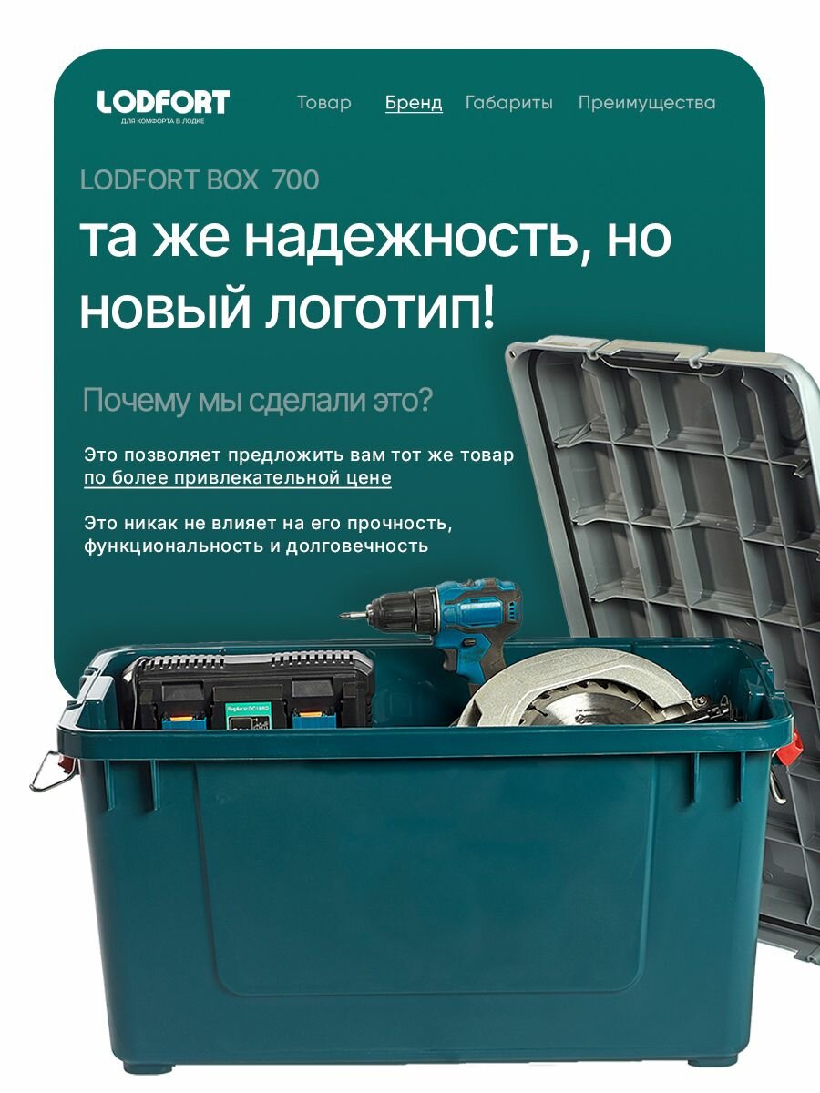 Экспедиционный прочный ящик для хранения LODFORT 700, 62л, (аналог IRIS RV BOX 700) — фото 1