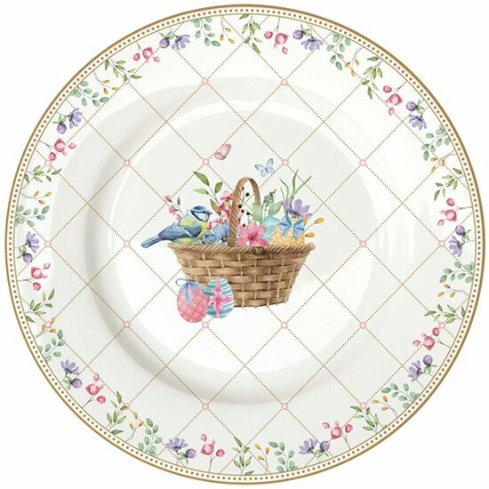 Тарелка закусочная Easy Life  Spring Bloom  19 см  фарфор P  белая  Корзина с цветами  EL R0944 SPBL 