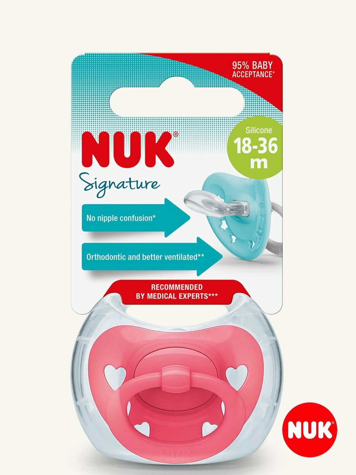 NUK SIGNATURE Силиконовая соска-пустышка для малышей 18-36 месяцев, 1 шт