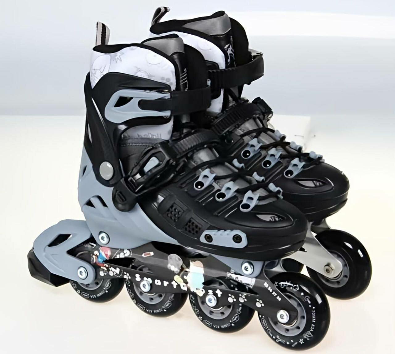 Роликовые коньки KLONKI, классические, 4 колеса, для мальчиков и девочек, размер M, Черный — фото 1