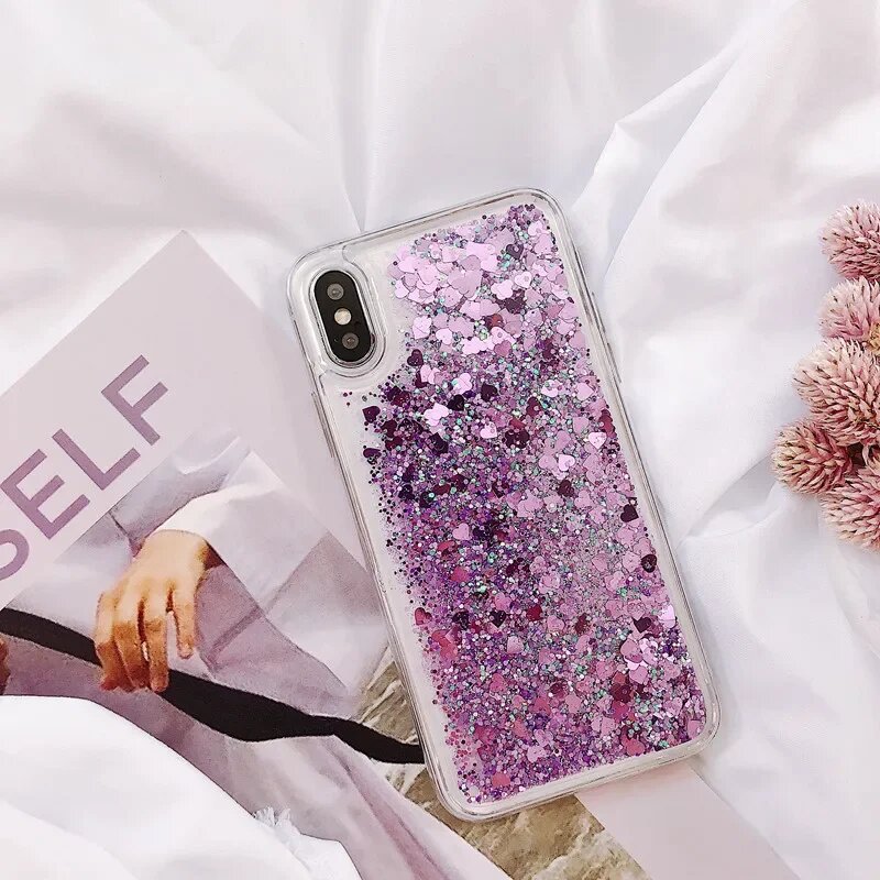 Фиолетовый жидкий чехол с блестками для Samsung Galaxy