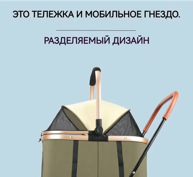 Двухслойная коляска для питомцев (универсальная, для кошек и собак, съемный чехол) — фото 1