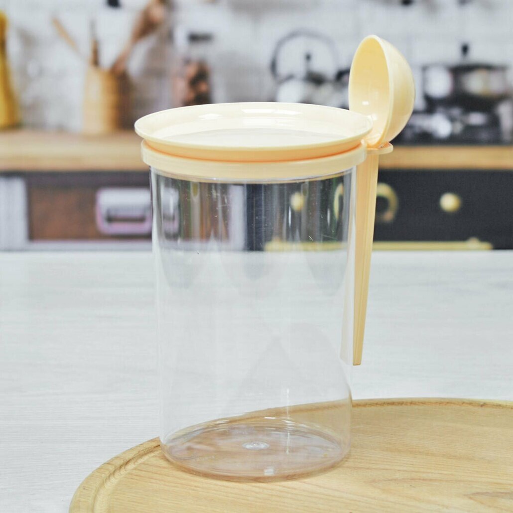 Банка для сыпучих продуктов 07л с ложкой пластик контейнер для хранения