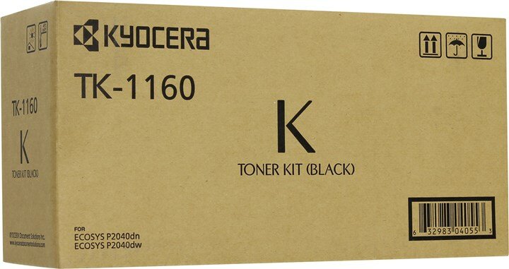 Картридж лазерный оригинал Kyocera TK-1160 (1T02RY0NL0), 7200 стр, чёрный