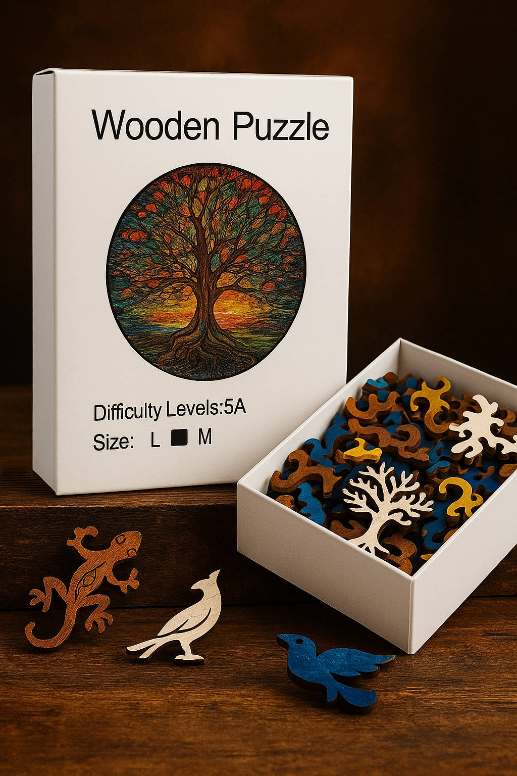 Развивающая игра. Деревянный пазл "Дерево жизни". Подходит для проведения времени всей семьей.