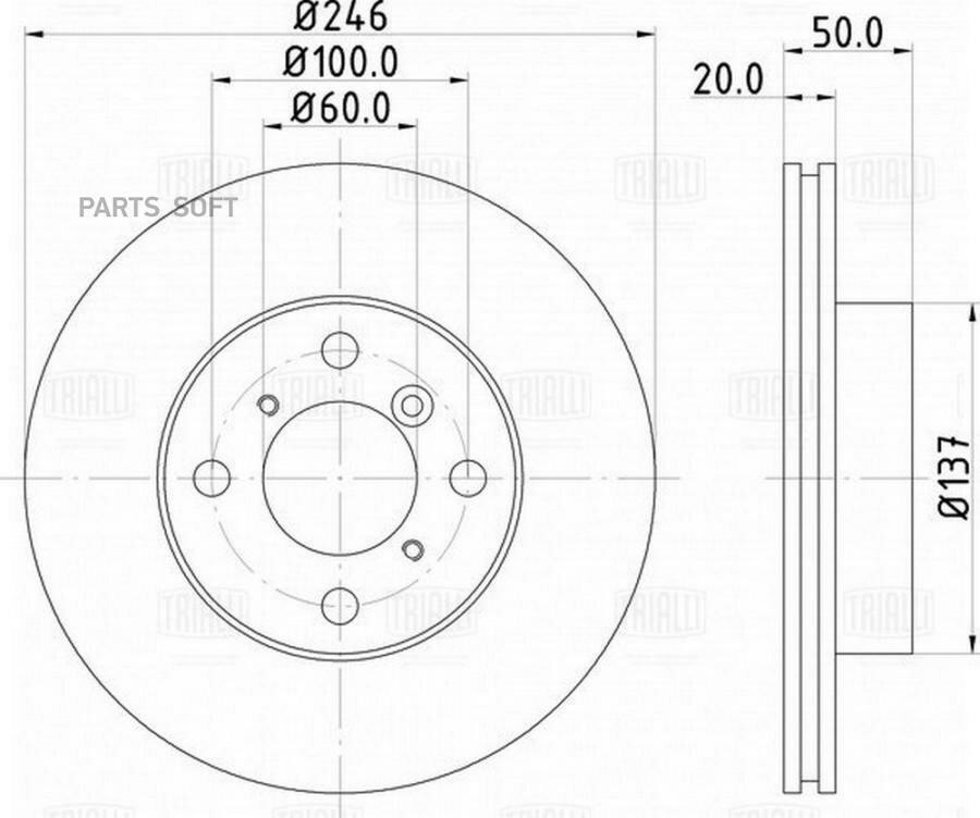 TRIALLI DF-150013 Диск торм. для а/м Suzuki Baleno (95-)/Liana (02-) перед. d=246 (DF 150013)