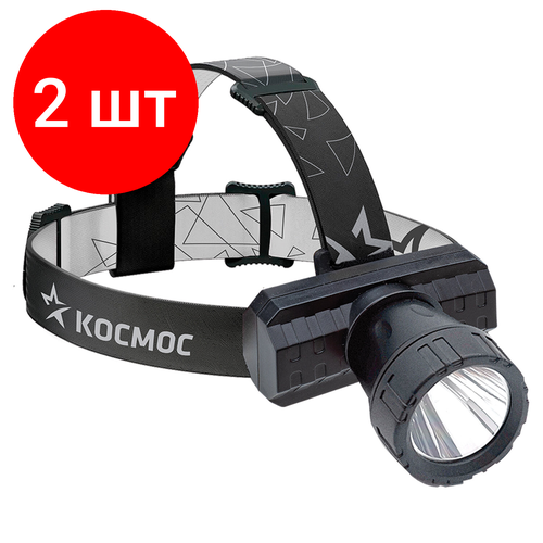 фото Комплект 2 шт, фонарь налобный аккумуляторный космос 3 вт led, li-ion, заряд от usb, kocachead3w