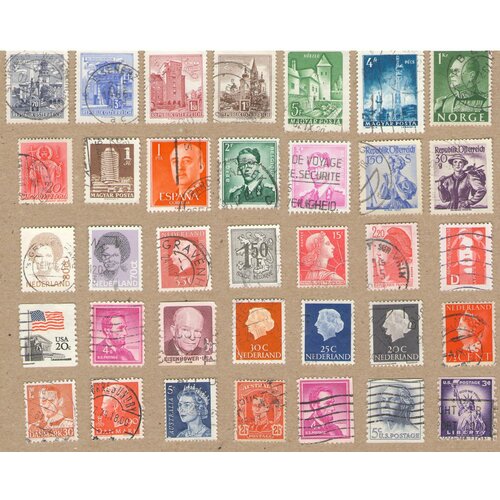 набор из 35 иностранных случайных монет разных стран мира Набор №1 почтовых марок разных стран мира, 35 марок в хорошем состоянии. Гашеные.