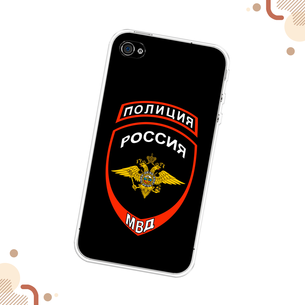 Силиконовый чехол "Эмблема Полиции" на Apple iPhone 4/4S / Айфон 4/4s