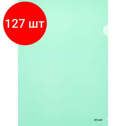 Комплект 127 штук, Папка уголок Комус А4 180мкм (зеленый) папка уголок inформат а4 180мкм пластик зеленый