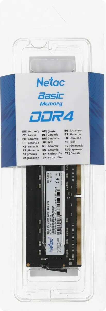 Модуль памяти SODIMM DDR4 16GB Netac PC4-25600 3200MHz CL22 1.2V - фото №10