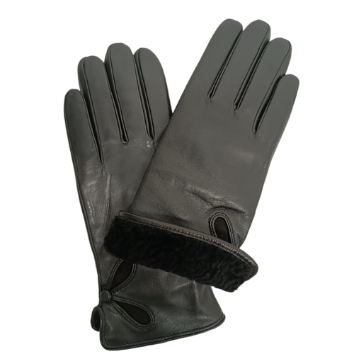 Перчатки , размер 8, черный длинные женские перчатки из овечьей кожи длиной до локтя модные простые стильные теплые осенне зимние перчатки с бархатной подкладкой для