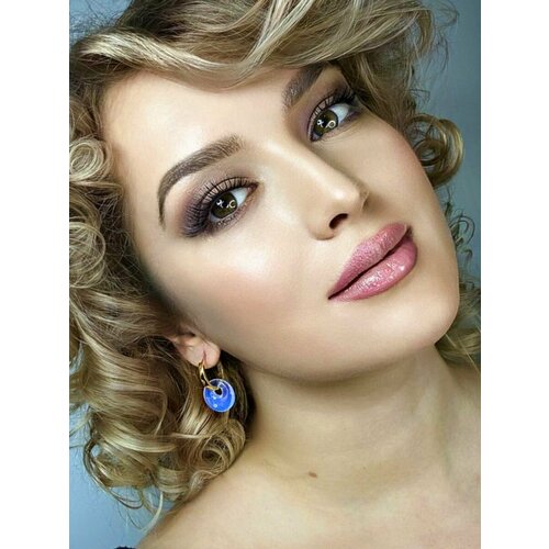 Серьги конго Анна Лесникова, лунный камень, размер 30 мм, серебряный, золотой