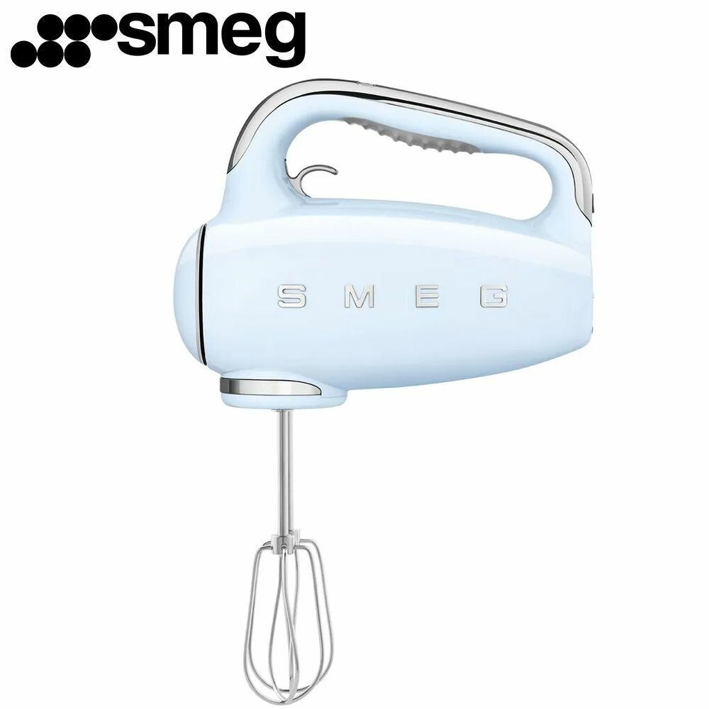 Миксер ручной электрический SMEG HMF01PBEU / мощность 250 Вт / 9 скоростей вращения / пастельный голубой