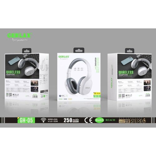 Наушники беспроводные GERLAX GH 05Bluetooth спортигровыебелые 200000₽