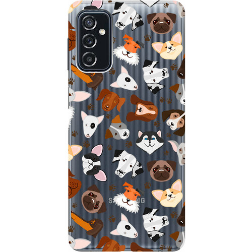 Силиконовый чехол на Samsung Galaxy M52 5G, Самсунг М52 с 3D принтом Dogs Pattern прозрачный матовый чехол fck pattern для samsung galaxy m52 5g самсунг м52 с 3d эффектом розовый