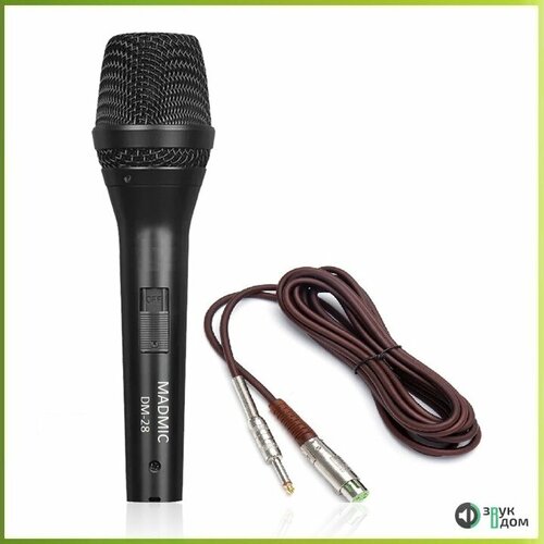 MADMIC DM-28 - динамический микрофон с кардиоидной характеристикой направленности, кабель для подключения XLR-Jack 6.3