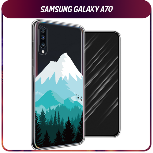 Силиконовый чехол на Samsung Galaxy A70 / Самсунг Галакси A70 Синяя снежная гора, прозрачный силиконовый чехол львиный стыд на samsung galaxy a70 самсунг галакси a70