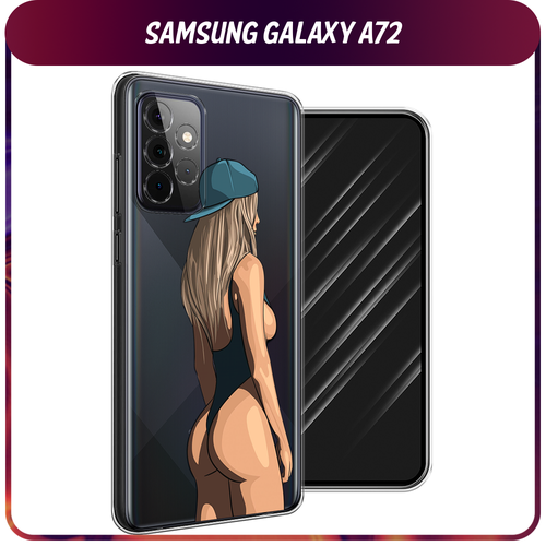 Силиконовый чехол на Samsung Galaxy A72 / Самсунг Галакси А72 Девушка в черном купальнике, прозрачный силиконовый чехол на samsung galaxy a72 самсунг галакси а72 черно золотая клубника