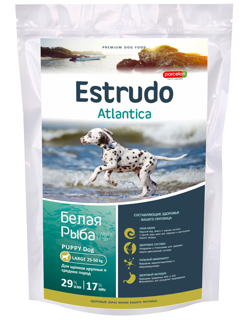 Сухой корм Estrudo Atlantica (Белая рыба) для щенков крупных и средних пород 1 кг