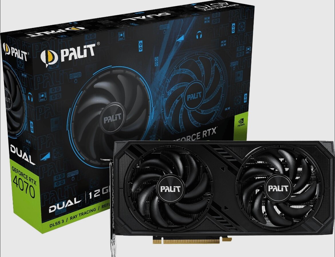 Видеокарта Palit NVIDIA GeForce RTX 4070 RTX4070 DUAL 12ГБ GDDR6X, Ret [ned4070019k9-1047d]