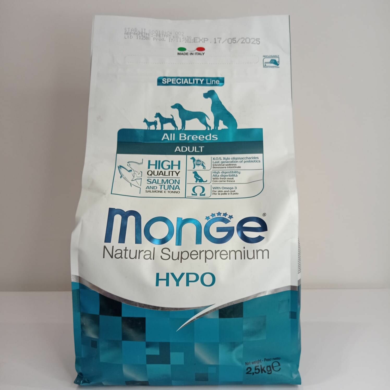 Monge Dog Speciality Hypo корм с лососем и тунцом для взрослых собак всех пород 2,5 кг