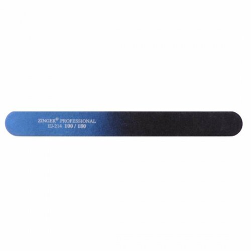 Zinger Пилка для ногтей абразивная прямая / Classic EJ-214, 100/180, сине-чёрный, 2 упаковки