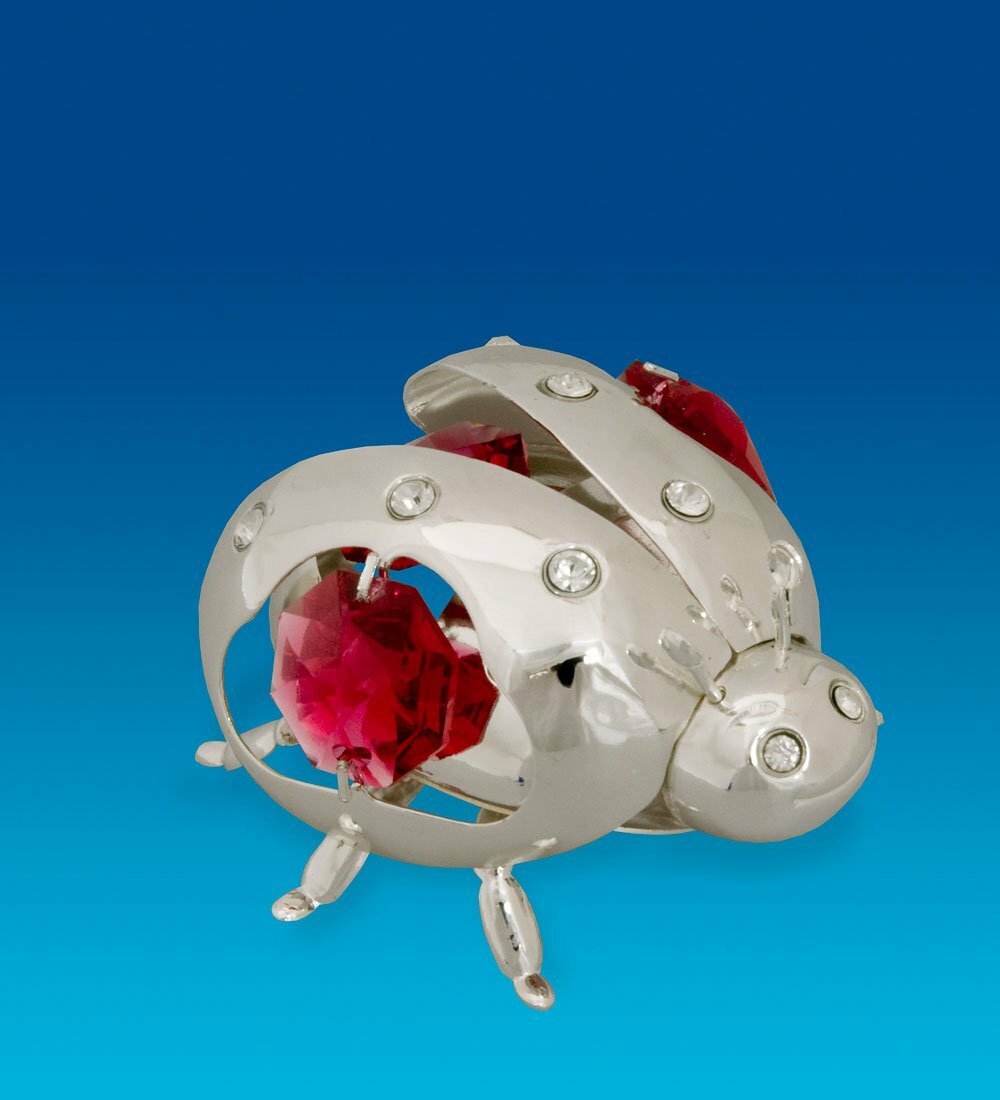 фото Фигурка "Божья коровка" серебристая с цветными кристаллами AR-1314/2 Crystal Temptations 602420