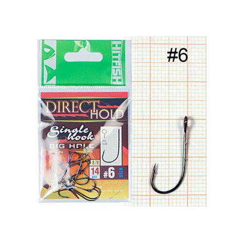 Крючок одинарный микроджиг с засечками HITFISH Direct Hold Single Hook №06 (с большим ухом)