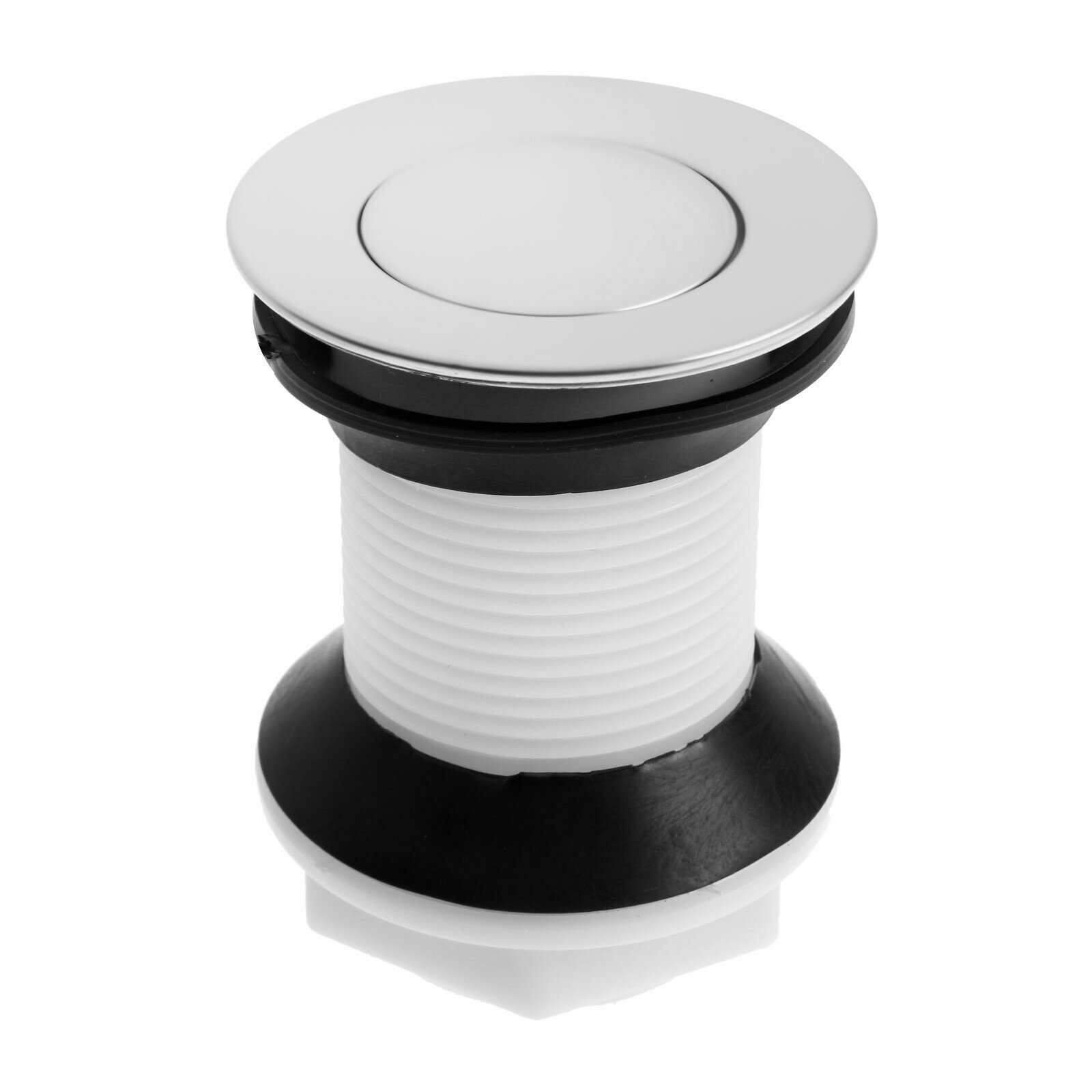 фото Донный клапан B3, корпус пластик, малая кнопка, нержавеющая сталь, без перелива