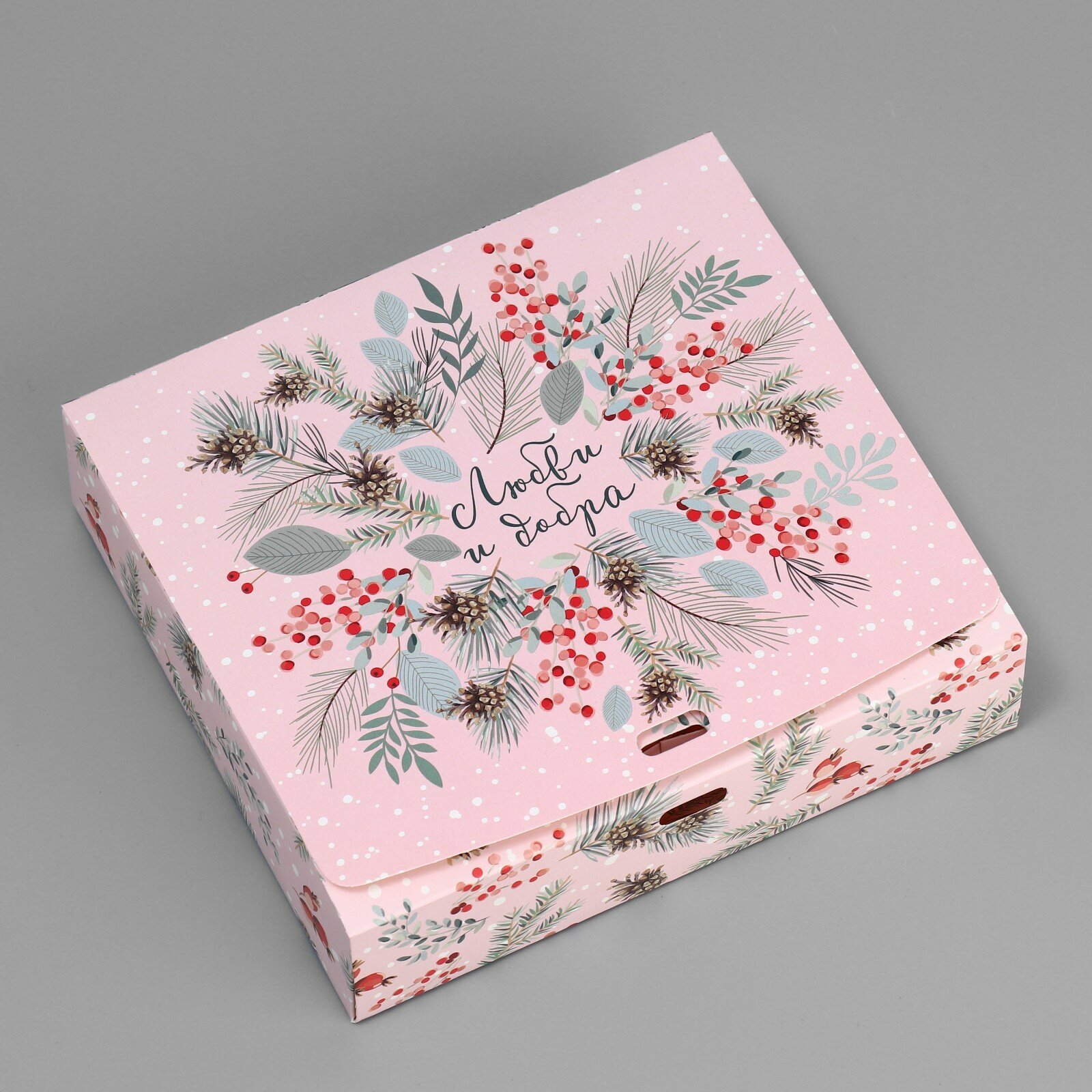 Складная коробка подарочная «Новогодняя ботаника», 20 х 18 х 5 см, без ленты (2шт.)