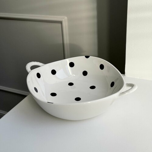 Салатник с ручками в горошек 750 мл Chasha