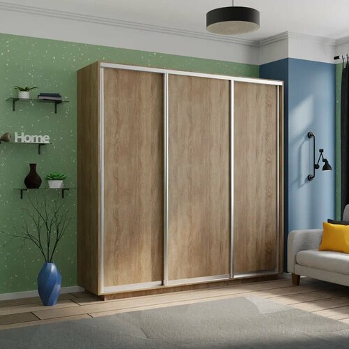 Шкаф-купе,210x60x220,(ШxГxВ), Экспресс, 3дверный, ДСП, Сонома , ДСП/ДСП/ДСП