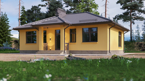 Изображение товара Проект одноэтажного прямоугольного дома умеренной площади заказчикам для ипотеки