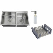 Кухонная мойка из нержавеющей стали, РМС MR-7843, дозатор, корзина раздвижная для сушки, сифон